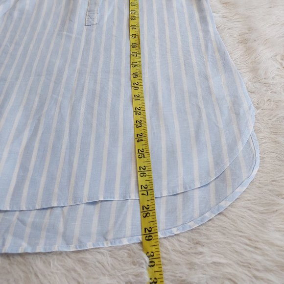 Ellen Tracy Linen Women's Light Blue Striped Sleeveless Blouse Top Siz M - Picture 5 of 7